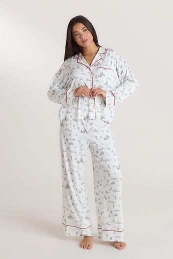 Alpine Dreams Pyjamabroek - Ski-print