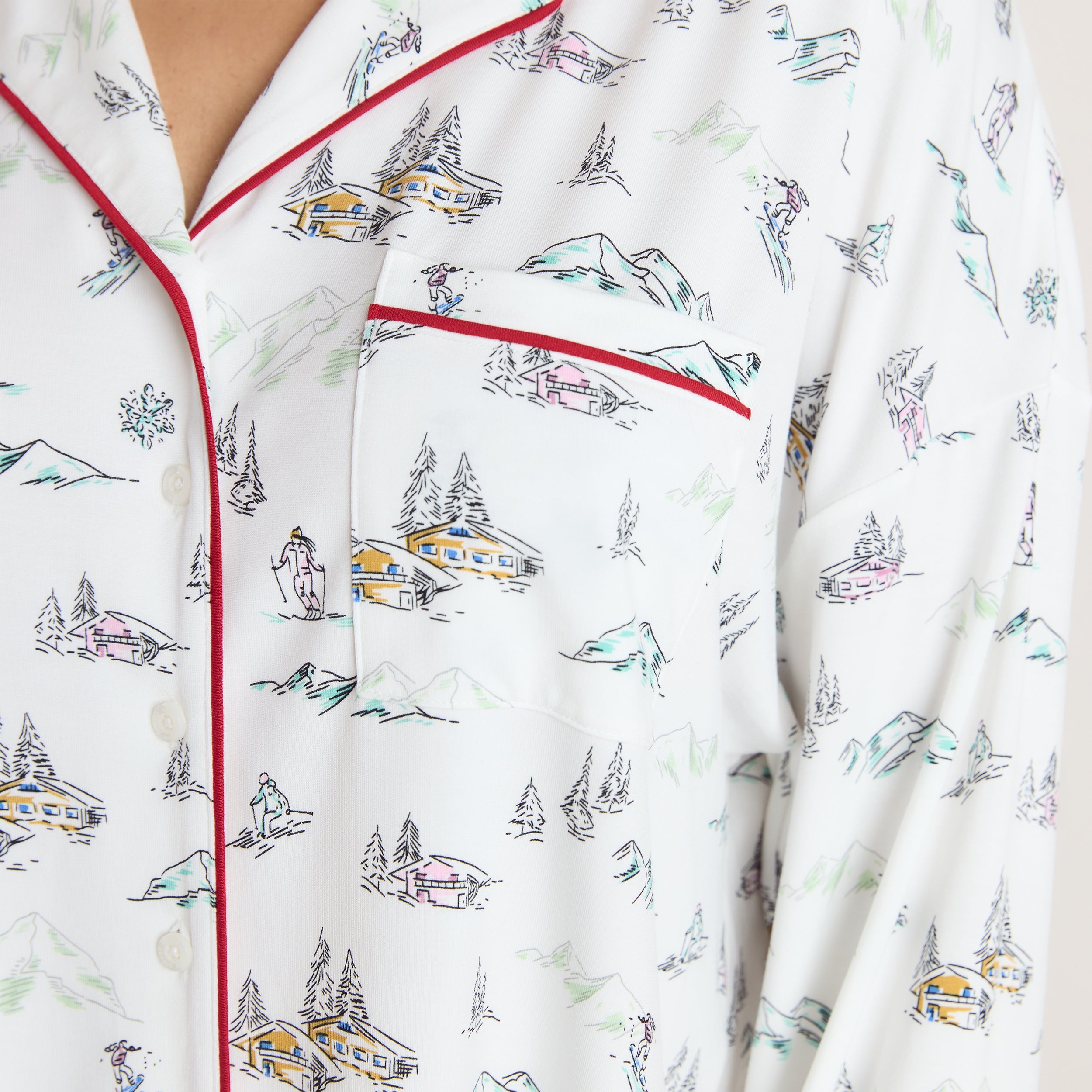 Alpine Dreams Pyjama Shirt - Ski-print