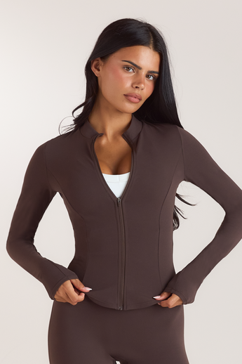 ContourSoft™ Cinch Jas met rits - Donker Chocoladekleurig