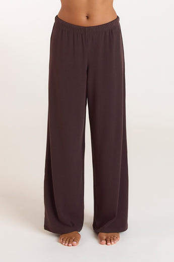 Ribbed Pyjama Broek - Donker Chocoladekleurig
