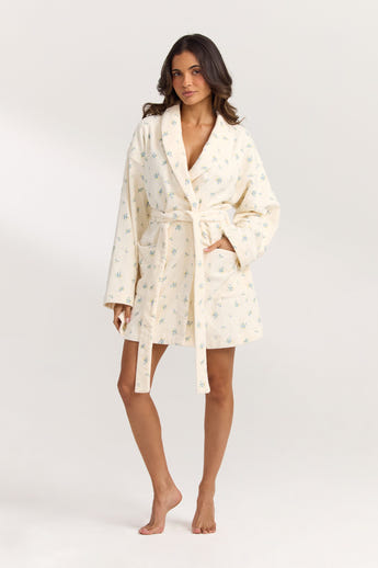 Towelling Badjas - Ditsy Bloemenprint