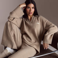 Gebreide trui met Half Placket - Nerts