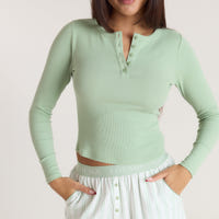 Mistletoe Henley Pyjamatop - Saliegroen