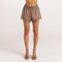 Shorts met Satin en Kant - Mokka