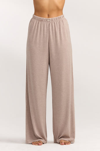 Modal Rechte Pyjama Broek - Bruin Marl