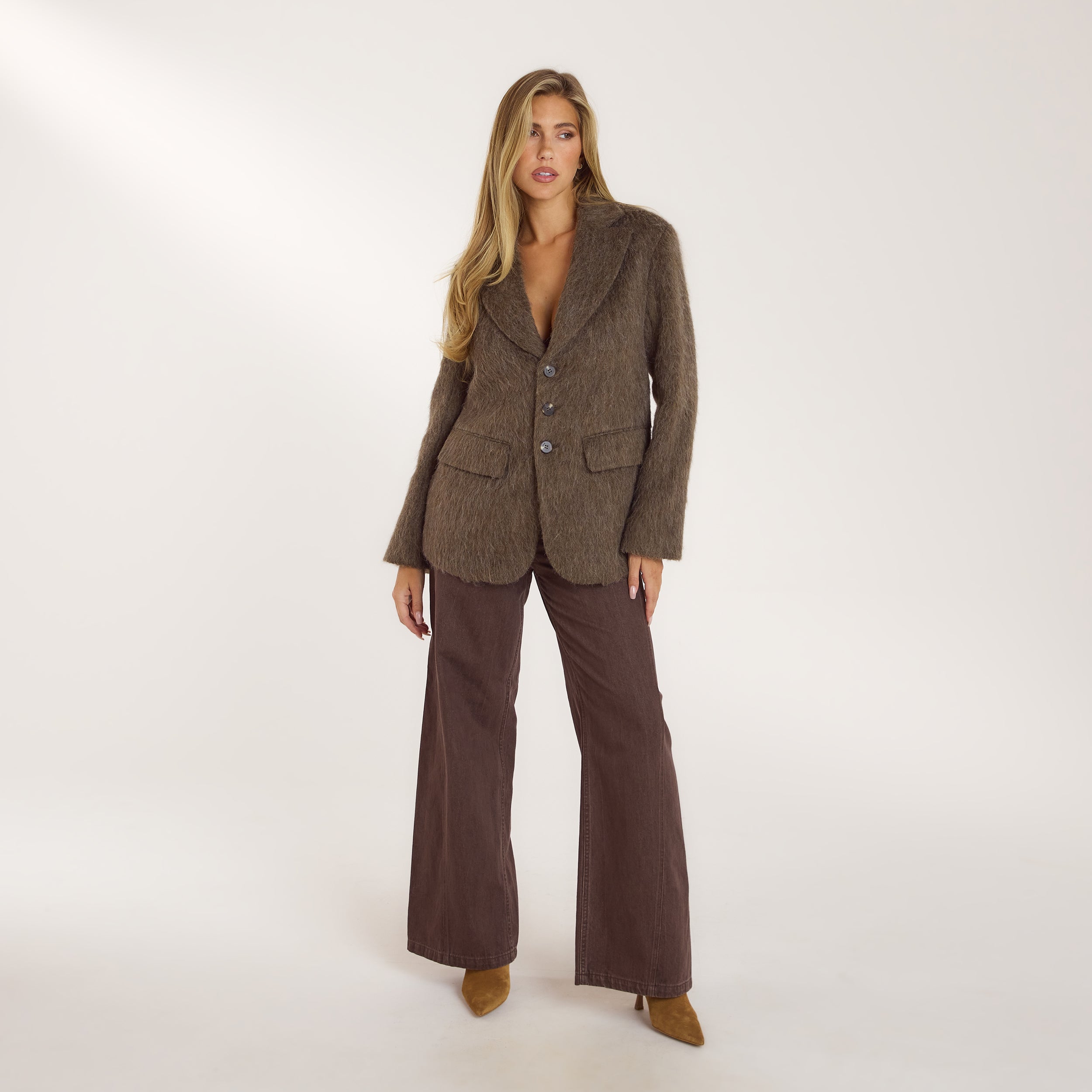 Oversized Blazer van Wolmix | Oversized Blazer van Wolmix - Nertskleur