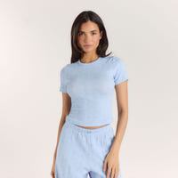 Pointelle Fitted Pyjama Top - Blauwe Bloemenprint