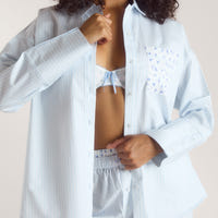 Bloom & Stripe Pyjamashirt - Blauw