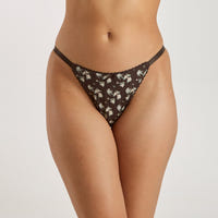Strappy Pointelle Brazilian Slip - Bruine Bloemenprint