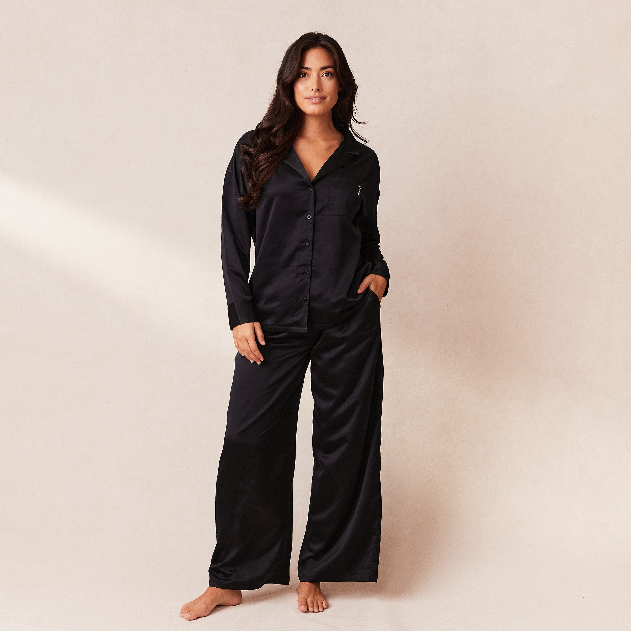 Black satin store pajamas