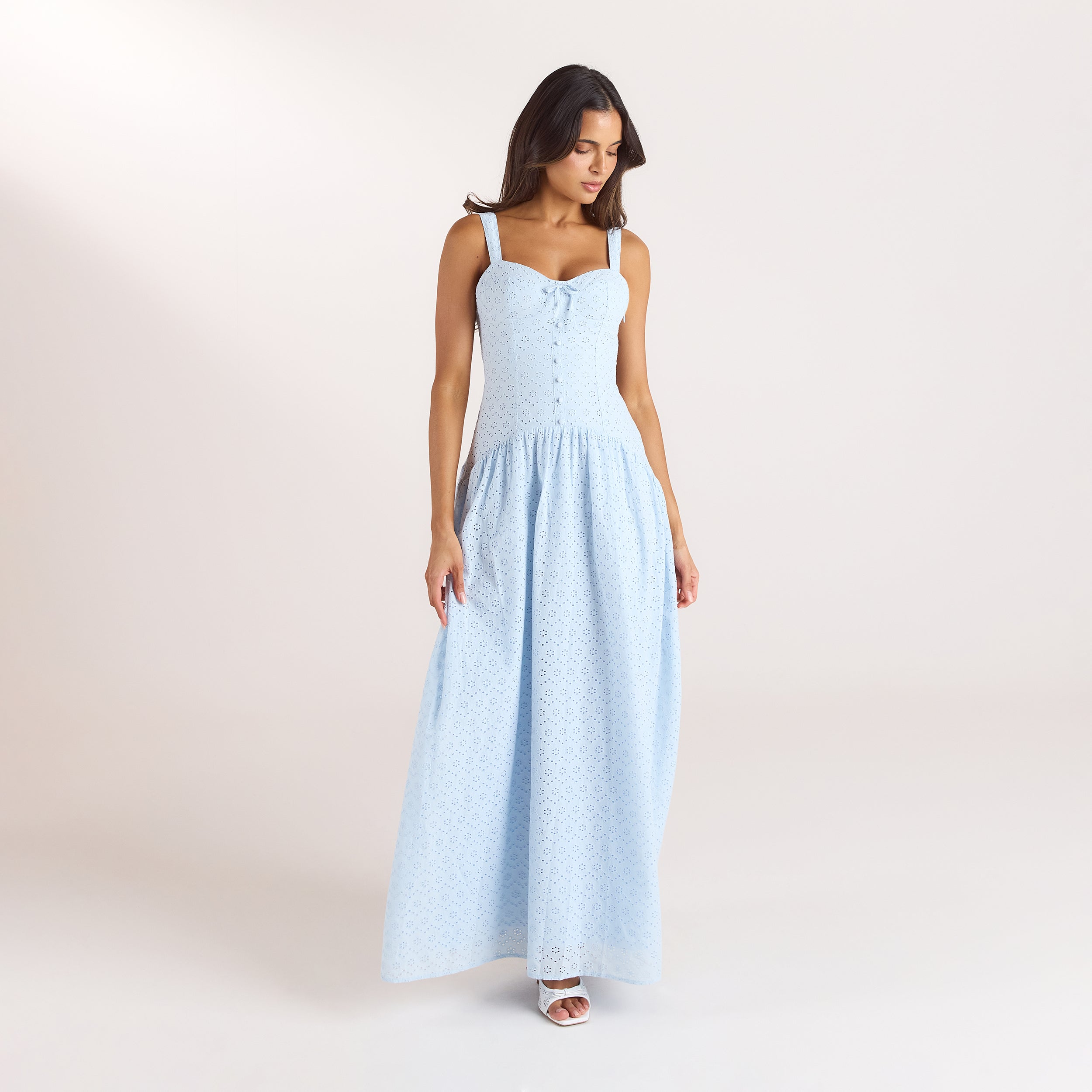 Broderie Maxijurk - Blauw