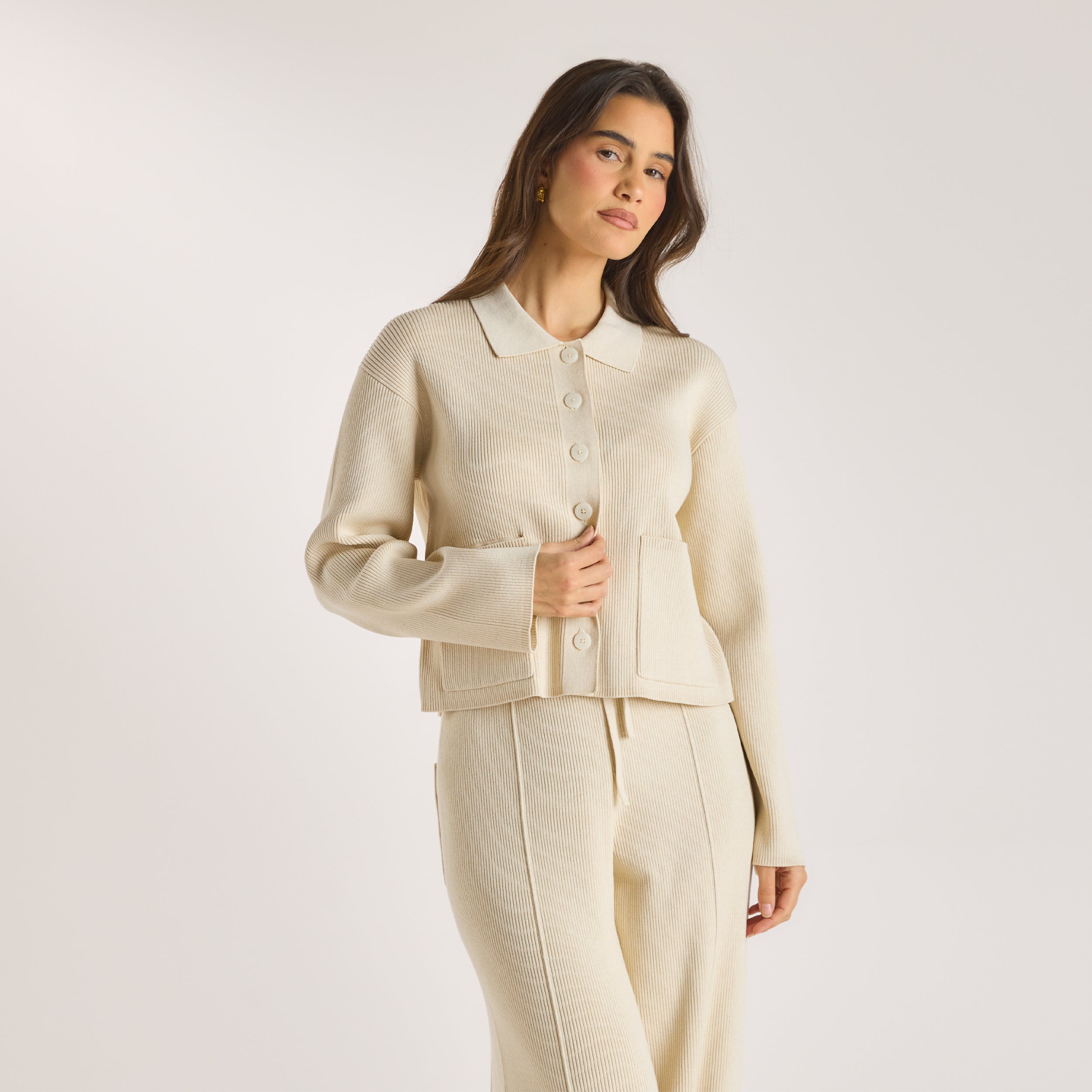 Gebreid Oversized Shirt | Gebreid Oversized Shirt - Crème