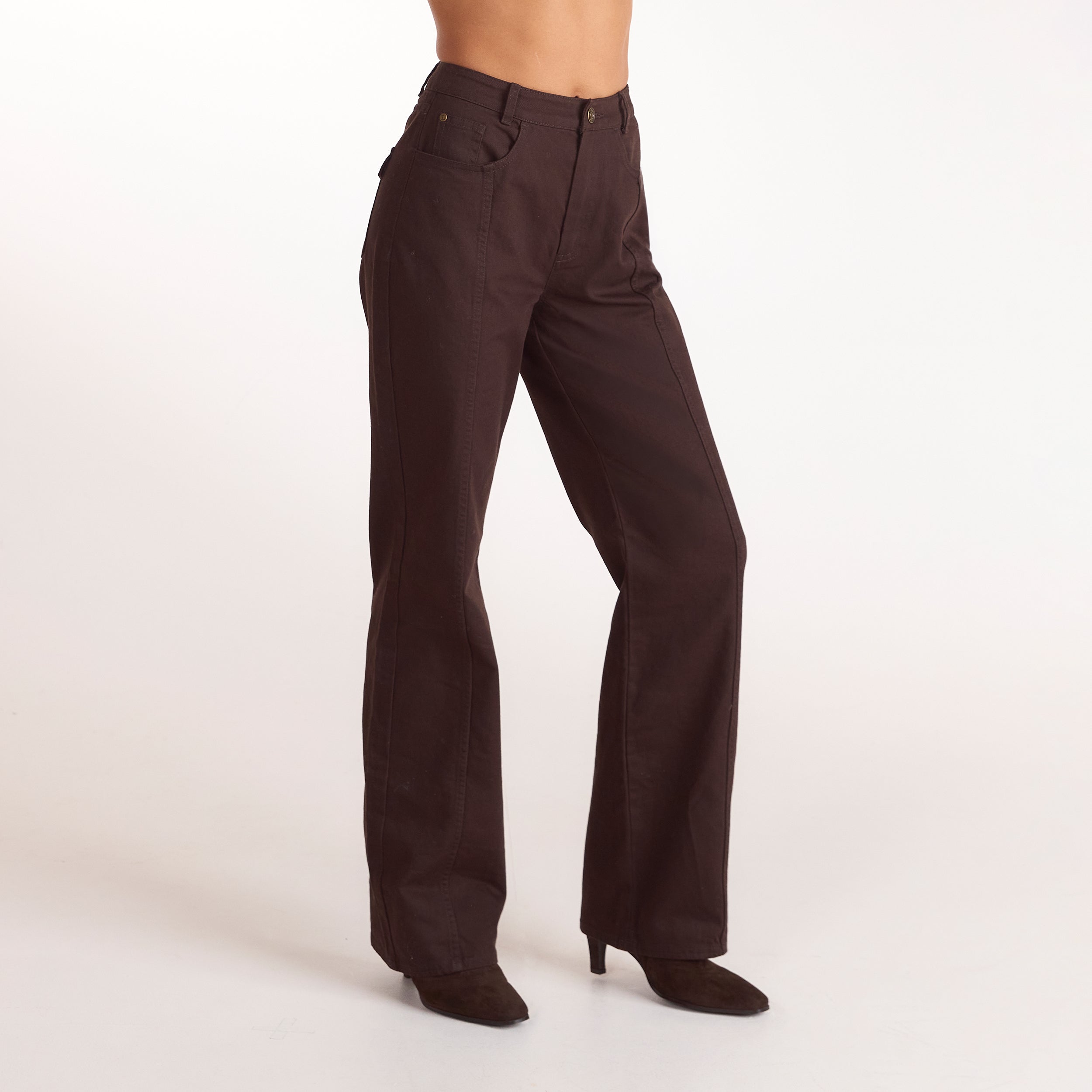 Denim jeans met rechte pijpen - Chocolade