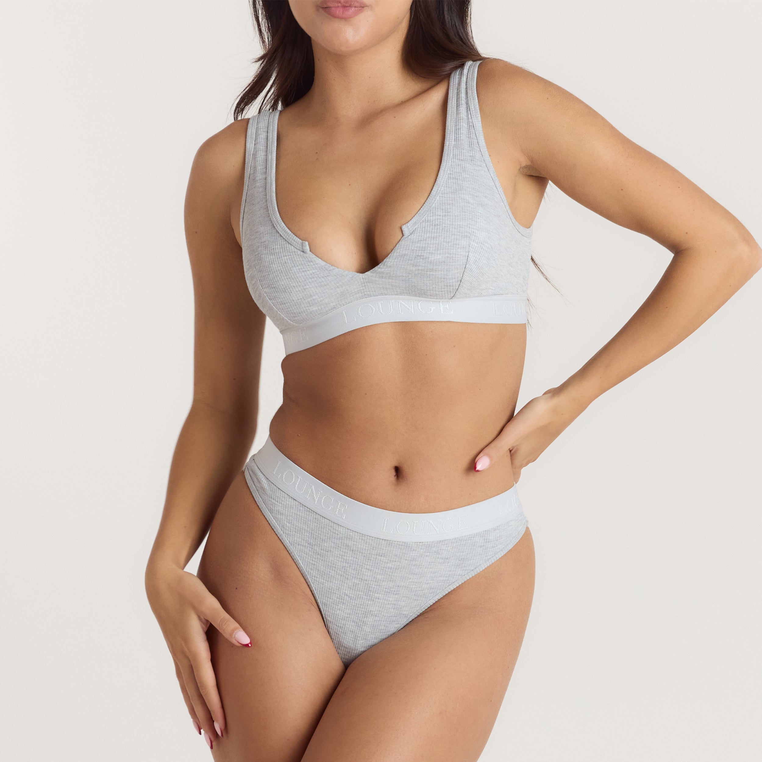 Soft Ribbed Push-Up Bralette - Grijs Marl