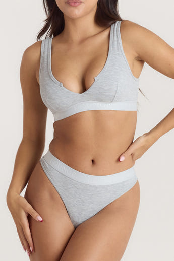 Soft Ribbed Push-Up Bralette - Grijs Marl