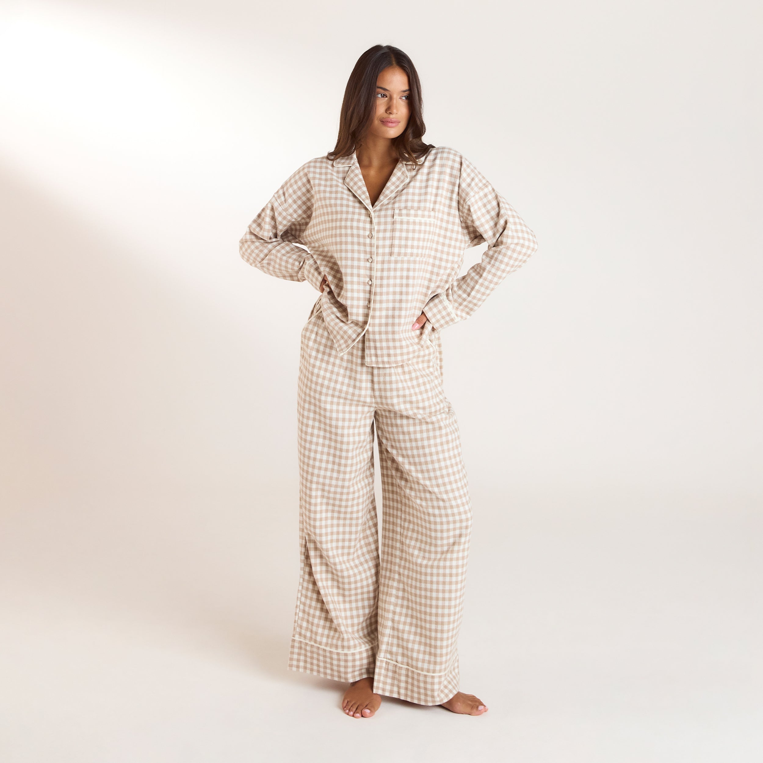 Gingham Pyjama Broek - Beige alternate