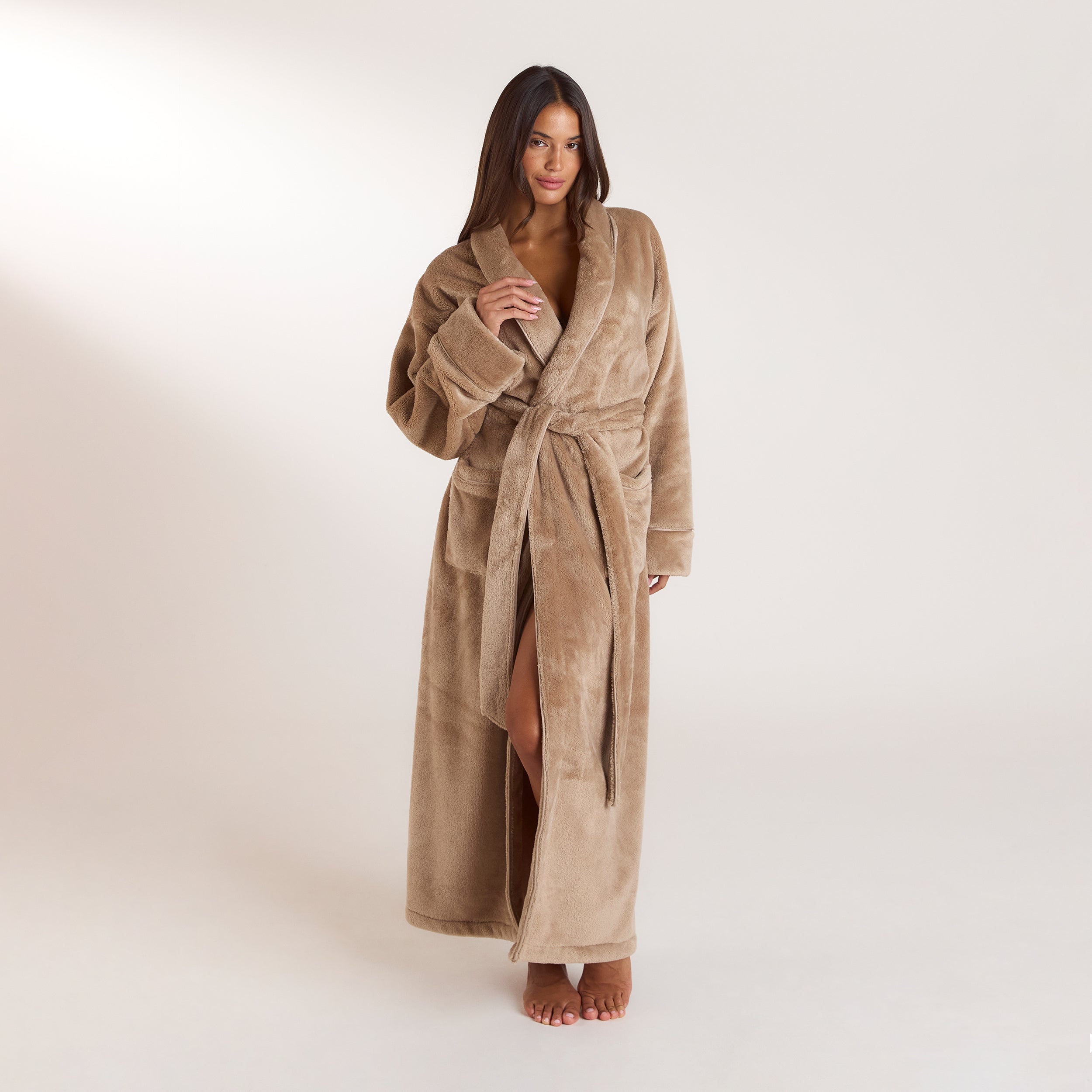 Lange Fluffy Badjas - Beige