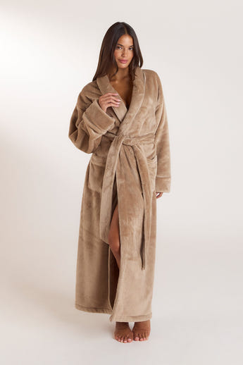 Lange Fluffy Badjas - Beige