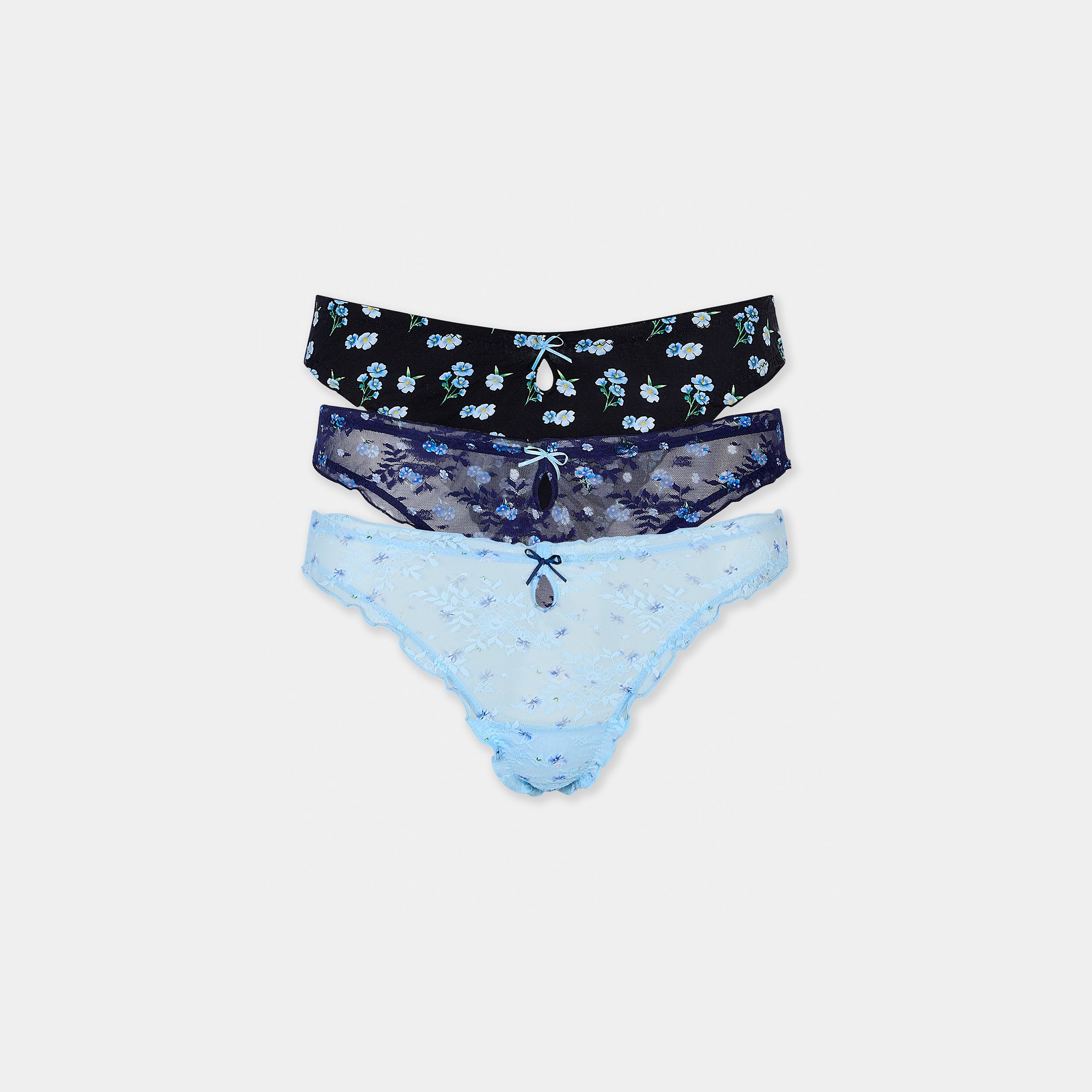 Blue Print String Printed Strings (3-Pack) - Blauw Print