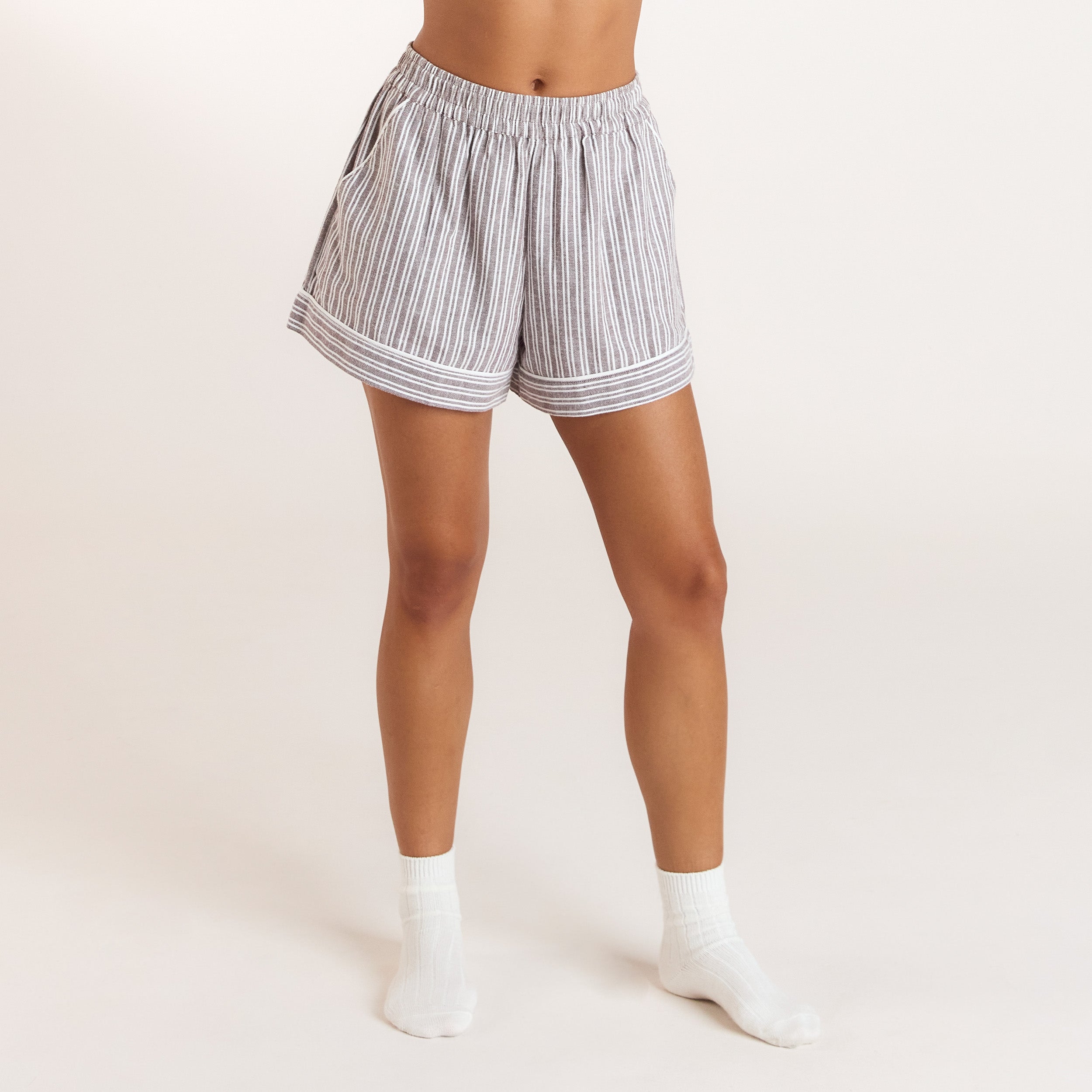 Stripe Pyjama Shorts - Chocolade