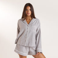 Stripe Pyjama Shirt - Chocolade