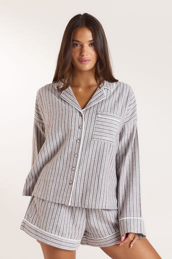 Stripe Pyjama Shirt - Chocolade
