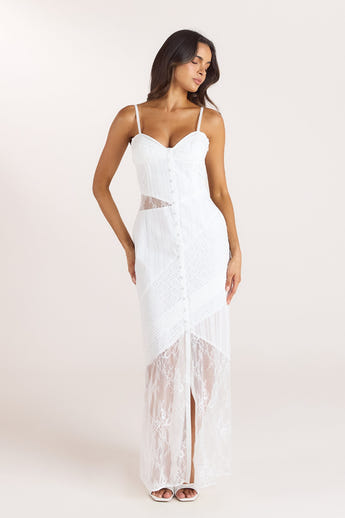 Maxijurk met Broderie en Kant - Wit