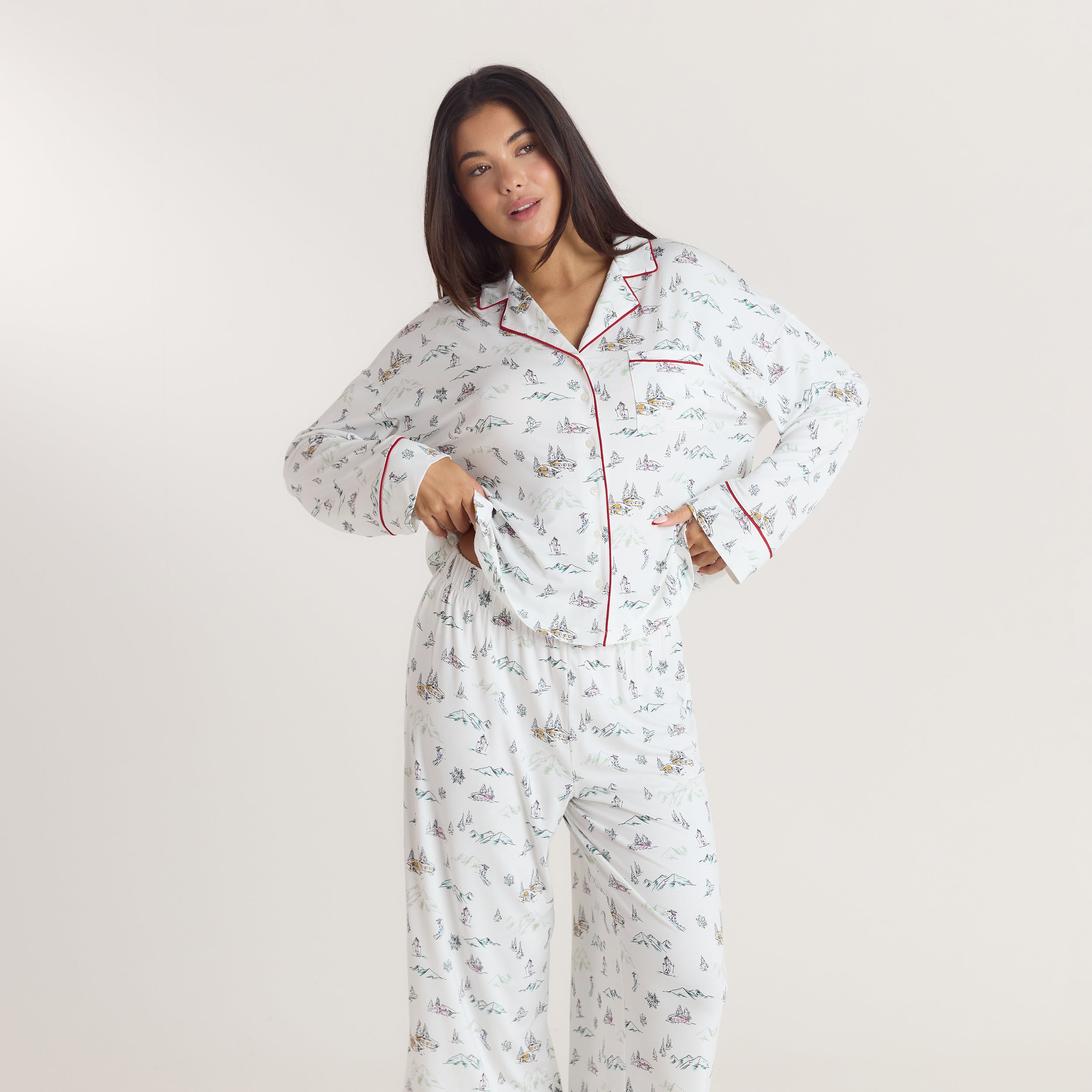 Alpine Dreams Pyjama Shirt - Ski-print alternate