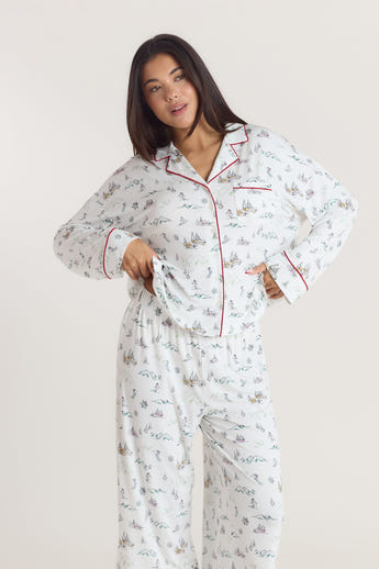 Alpine Dreams Pyjama Shirt - Ski-print alternate