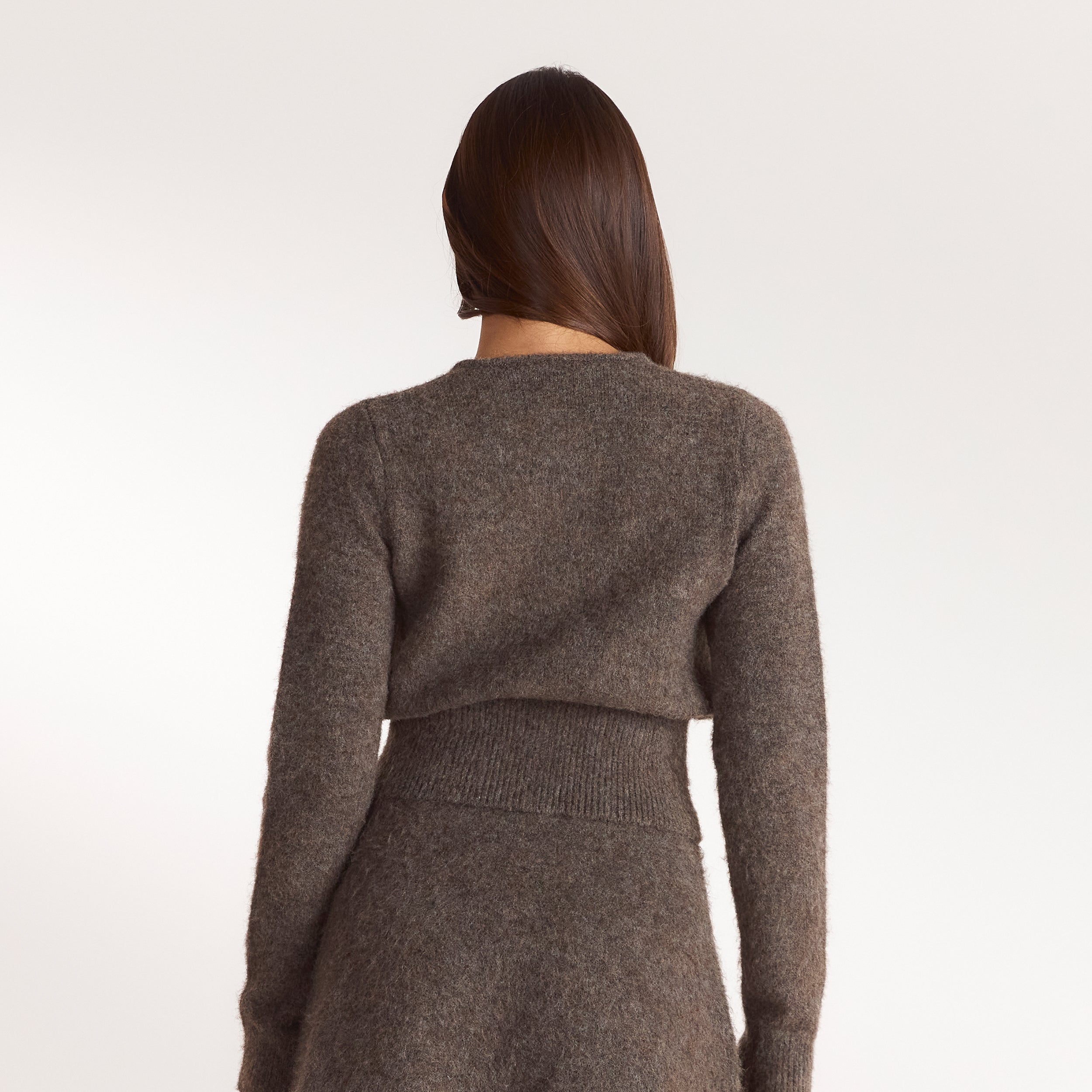 Getailleerd gebreid vest | Getailleerd gebreid vest - Asbruin