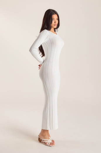 Gebreide Maxi-jurk - Gebroken Wit alternate