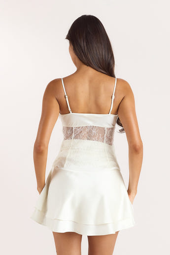 Satijnen Cami Top met Col - Crème alternate
