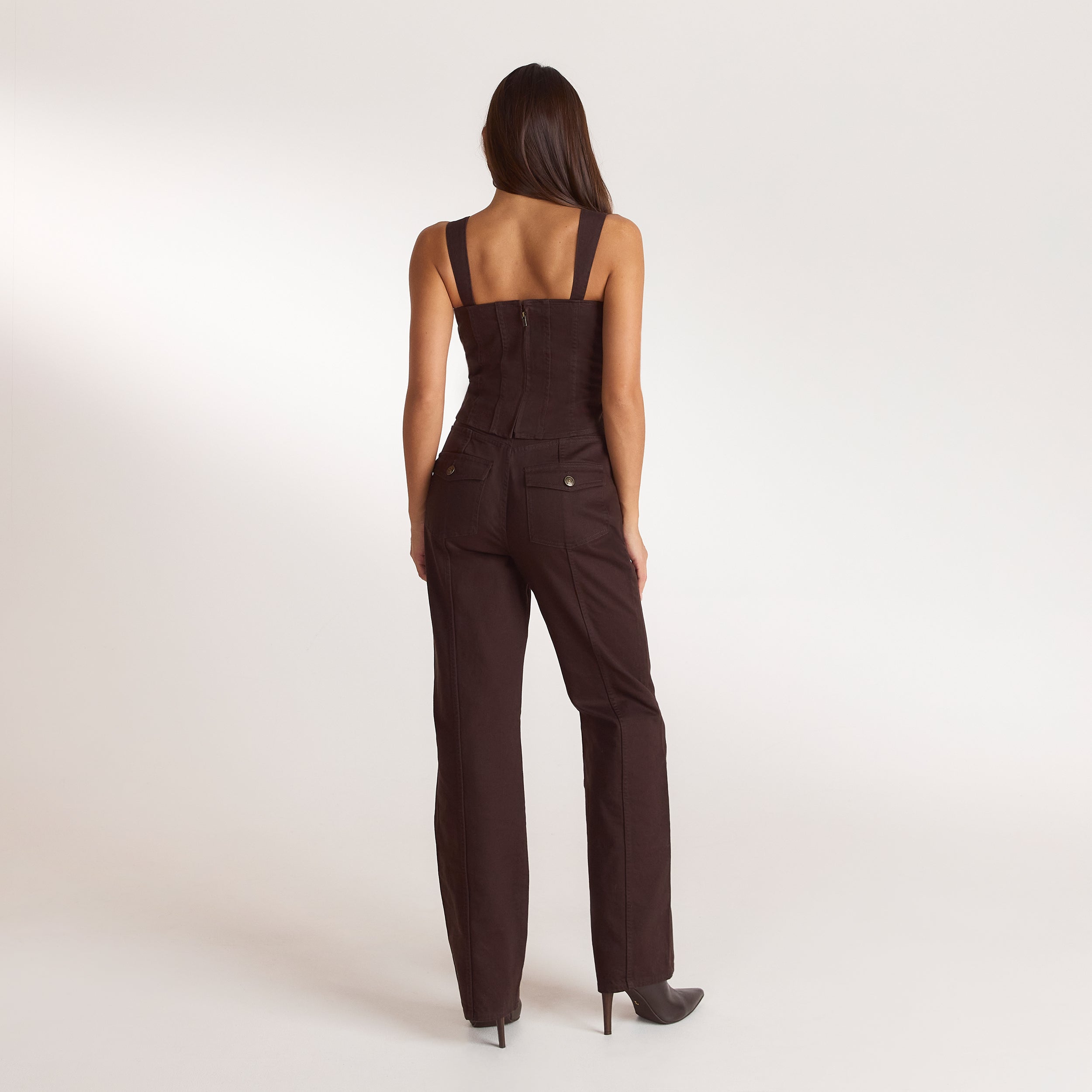 Denim corsettop | Denim corsettop - Chocolade