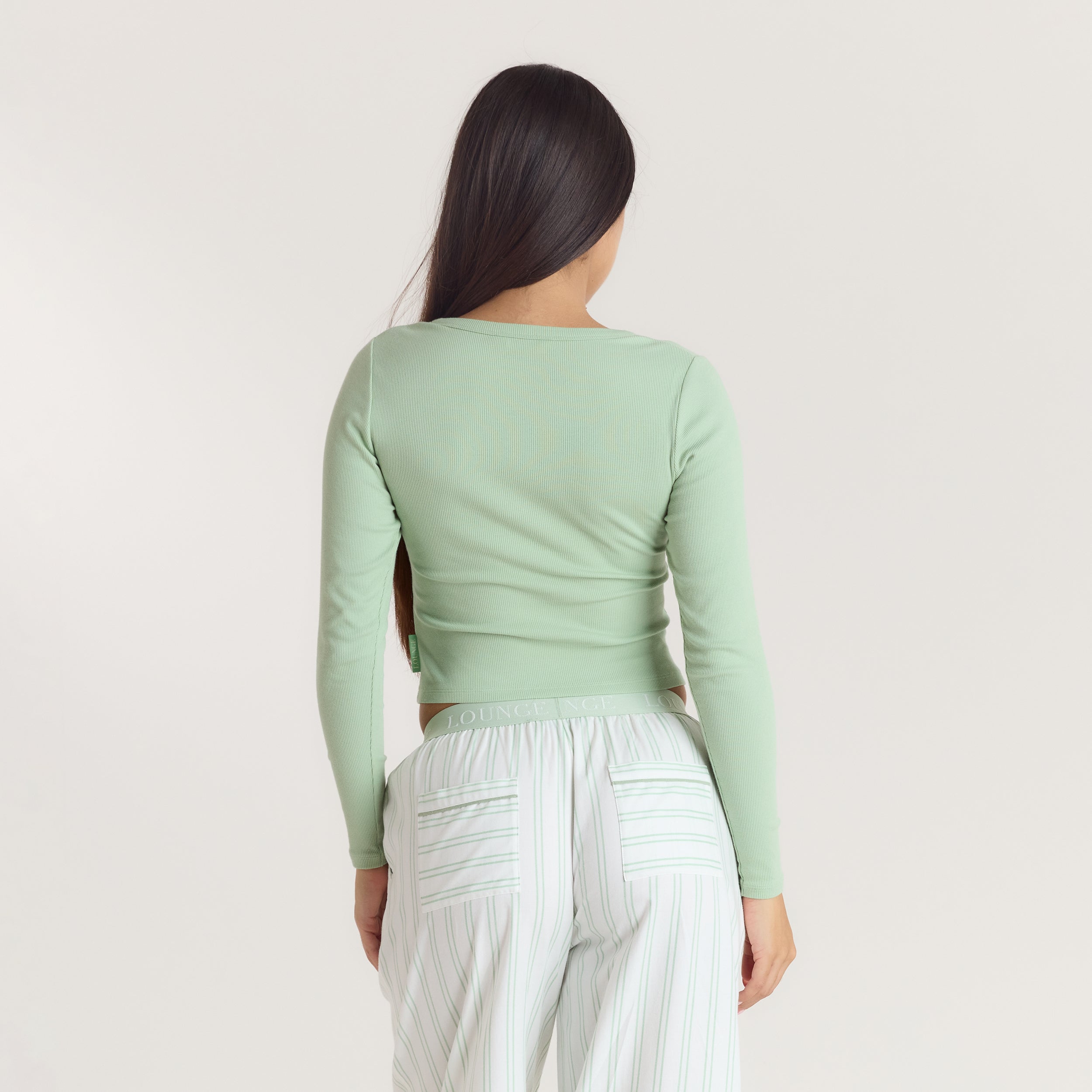 Mistletoe Henley Pyjamatop - Saliegroen alternate