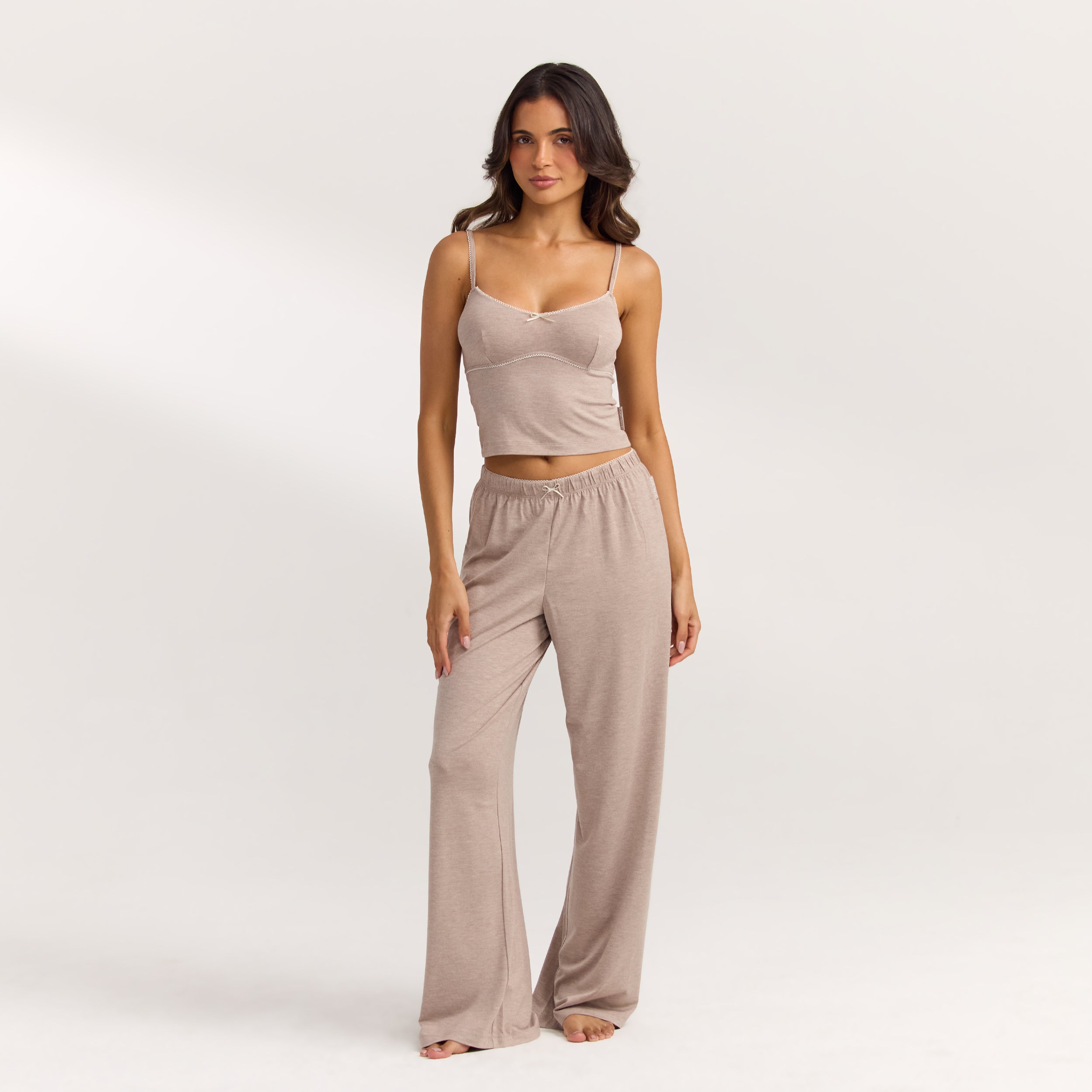 Modal Rechte Pyjama Broek | Modal Rechte Pyjama Broek - Bruin Marl
