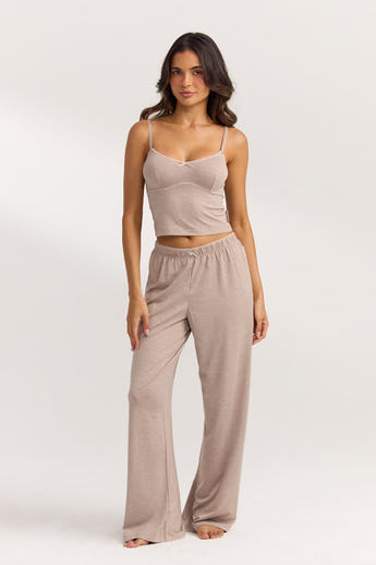 Modal Rechte Pyjama Broek - Bruin Marl alternate