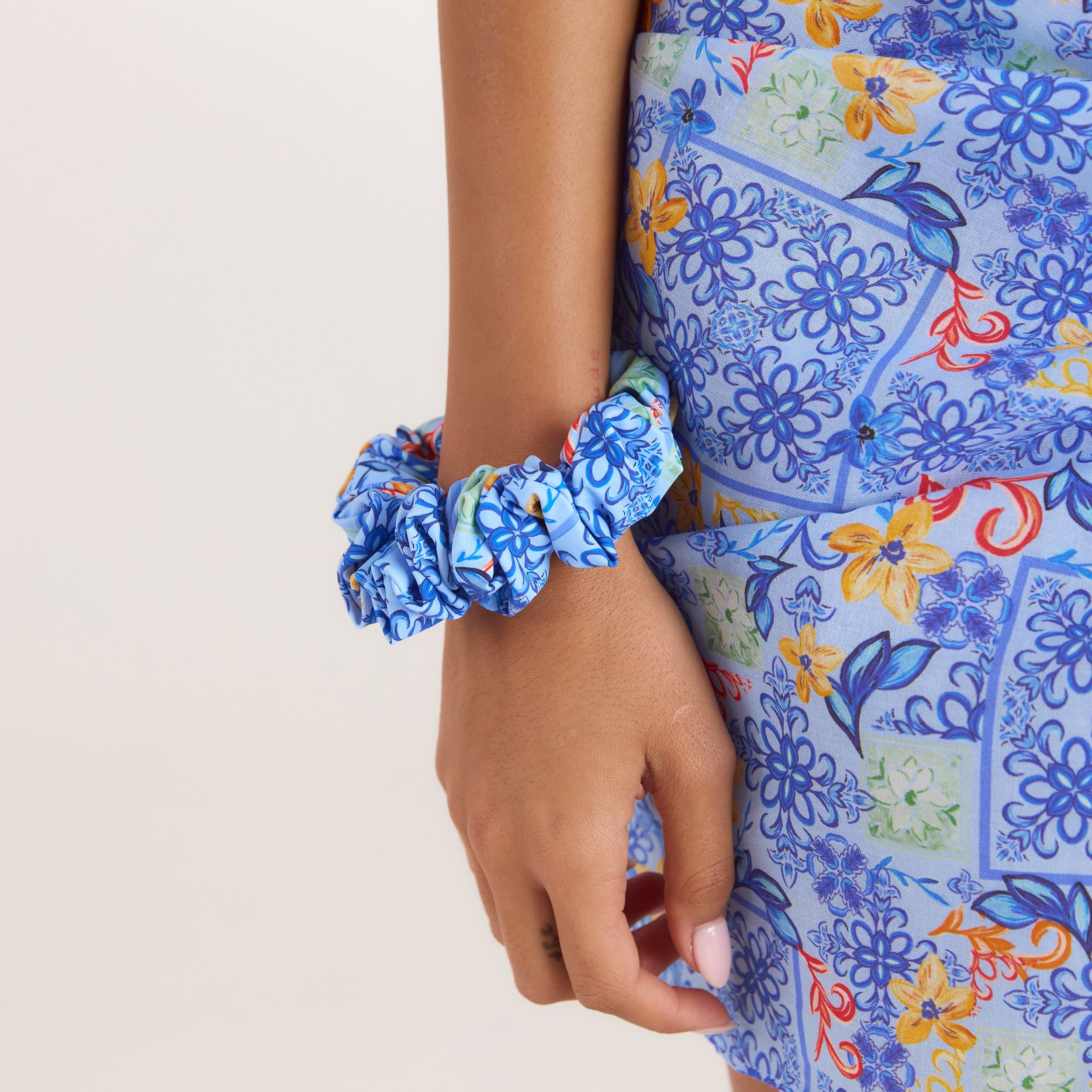 Mosaic Scrunchie | Mosaic Scrunchie - Blauw Print