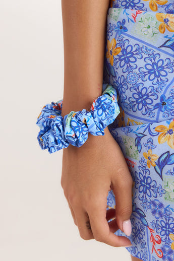 Mosaic Scrunchie - Blauw Print alternate