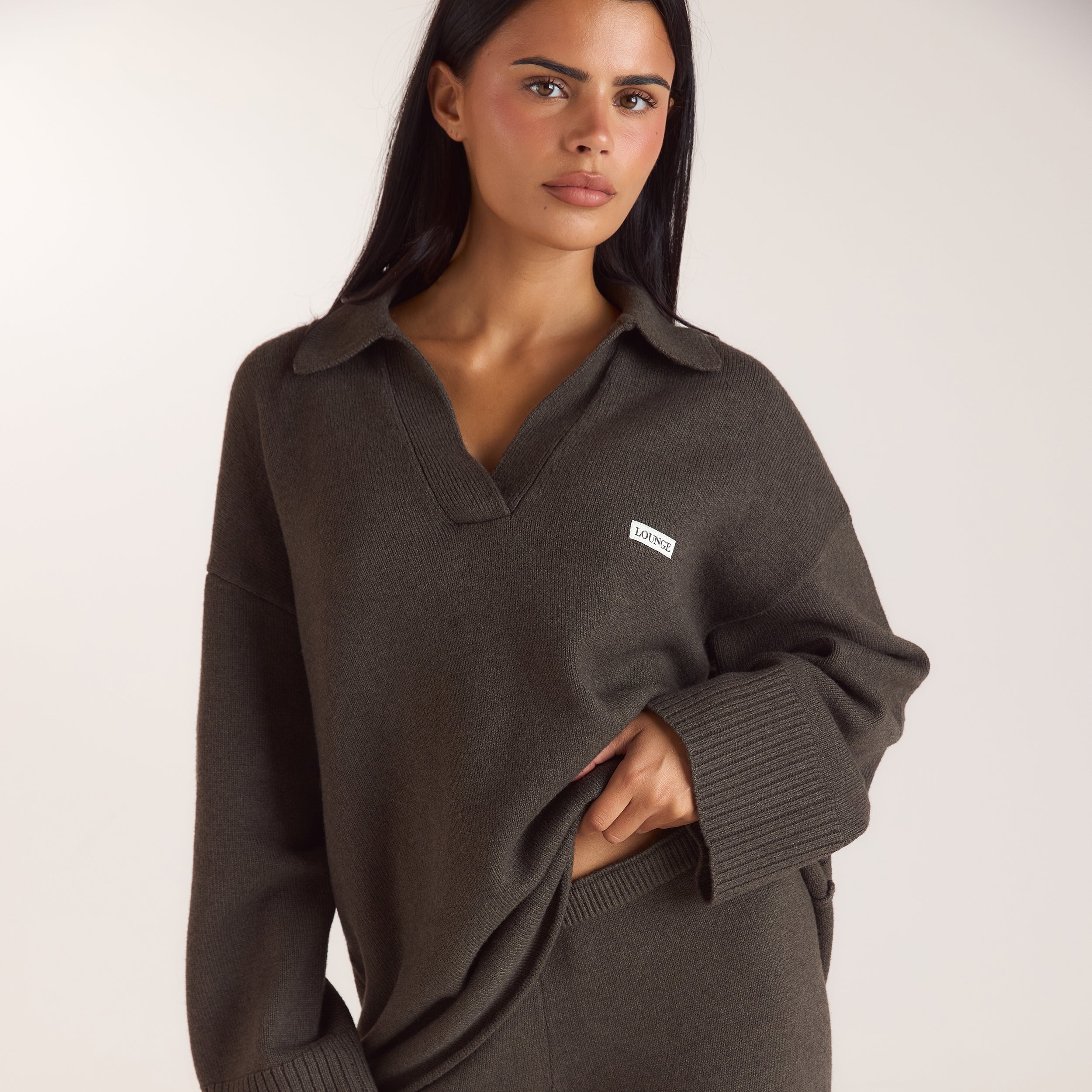 Gebreide jumper met halve sluiting | Gebreide jumper met halve sluiting - Mos