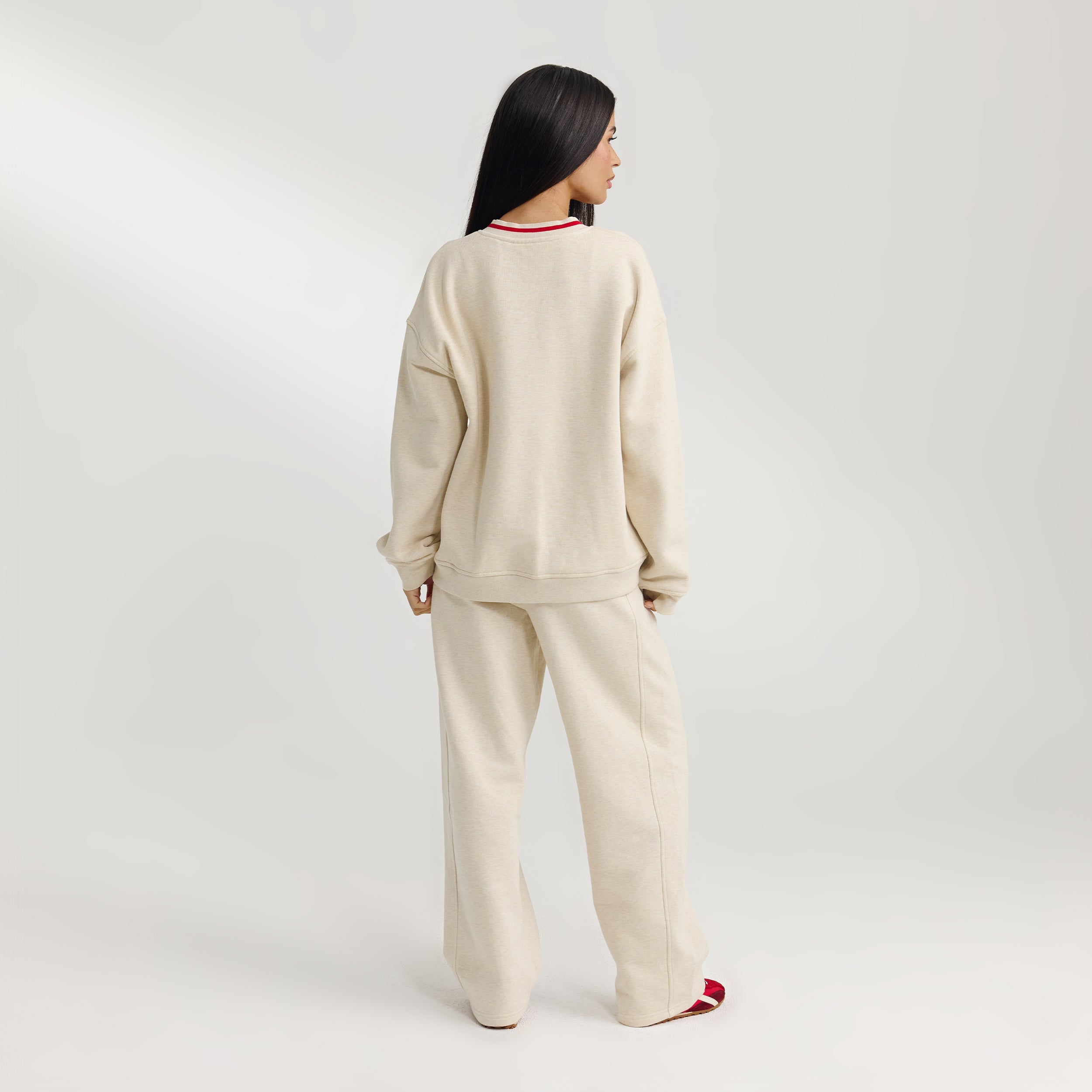 Trui met V-hals - Havermout Marl alternate