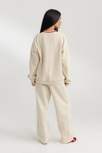 Trui met V-hals - Havermout Marl alternate