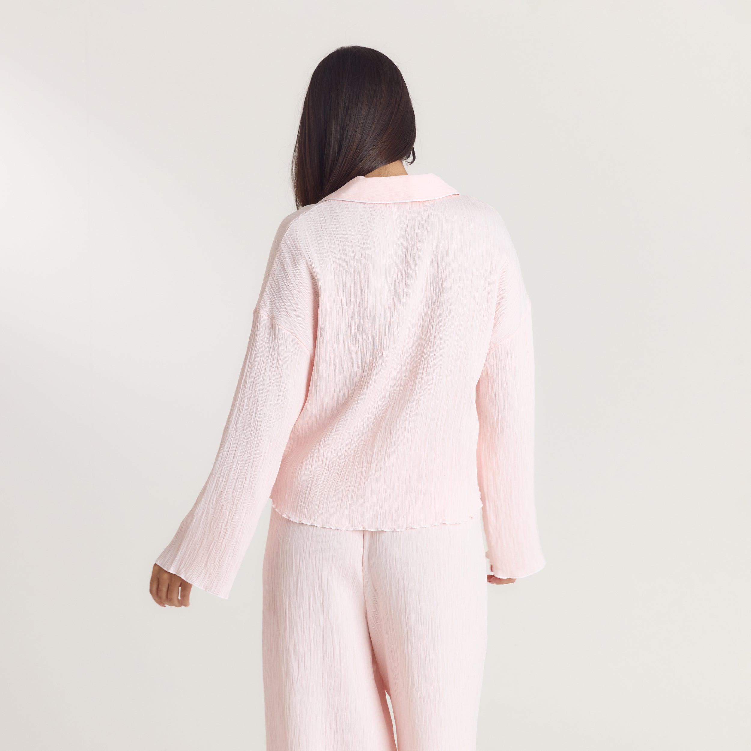 Crinkle Pyjama Shirt | Crinkle Pyjama Shirt - Roze