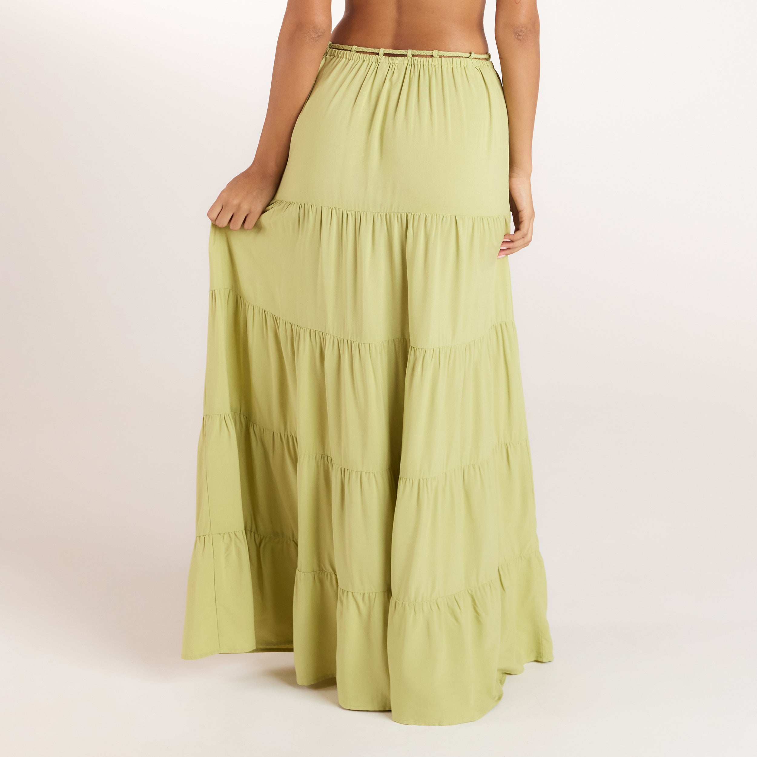 Bralette en Maxi-rok Co-ord | Bralette Co-ord (set) - Gewassen Limoengroen