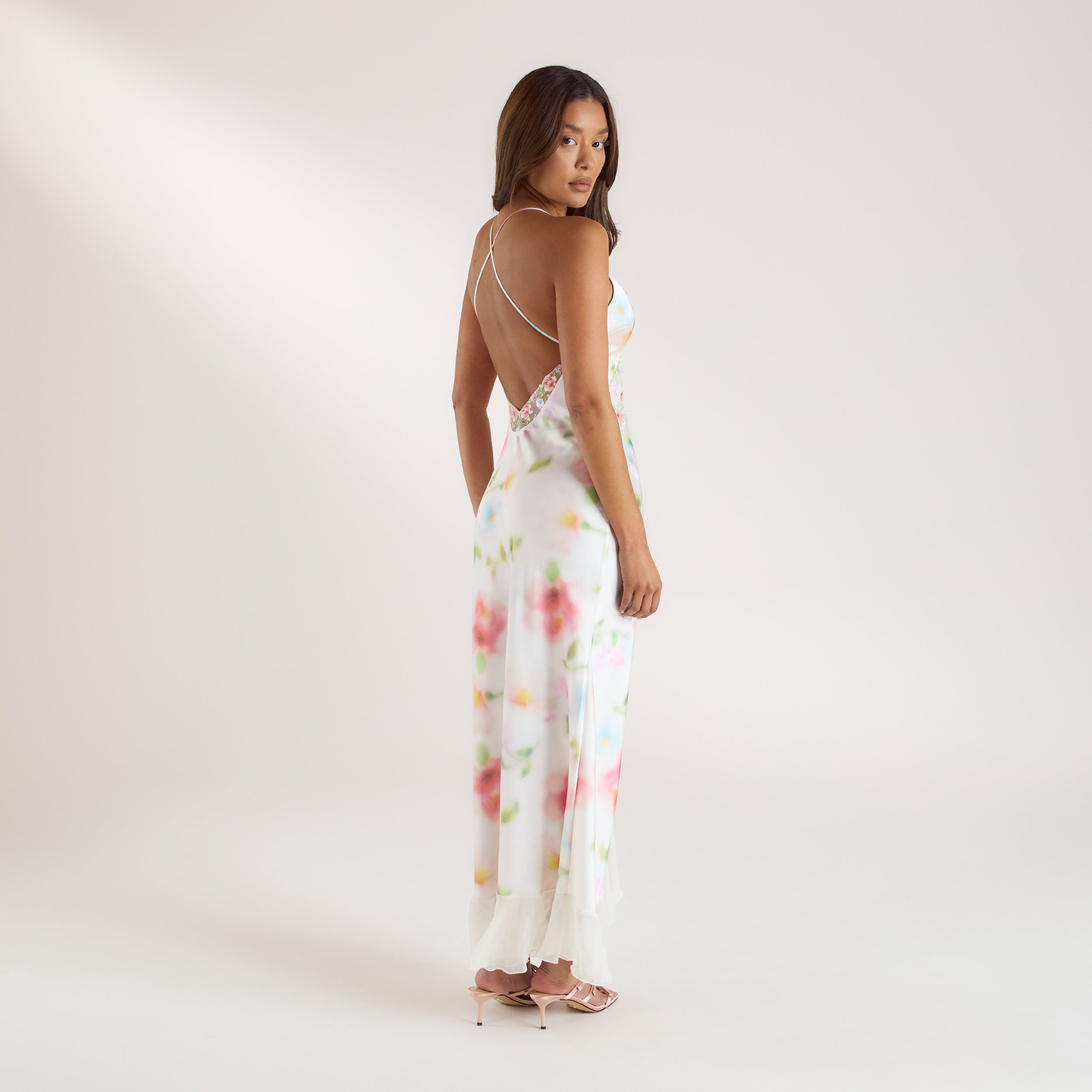 Aurora Satin Maxi Jurk | Aurora Satin Maxi Jurk - Bloemenprint