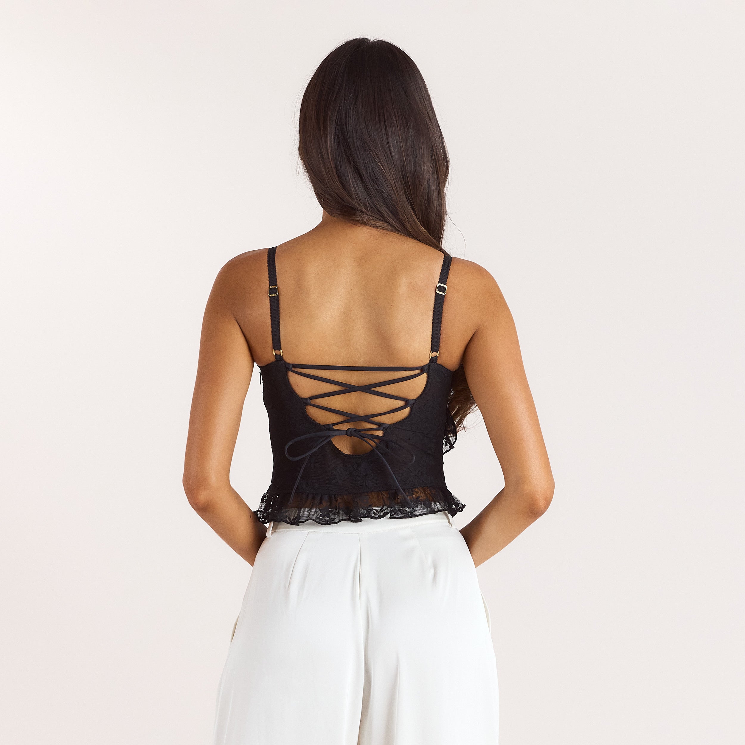 Asymmetrische Kanten Cami Top | Asymmetrische Kanten Cami Top - Zwart