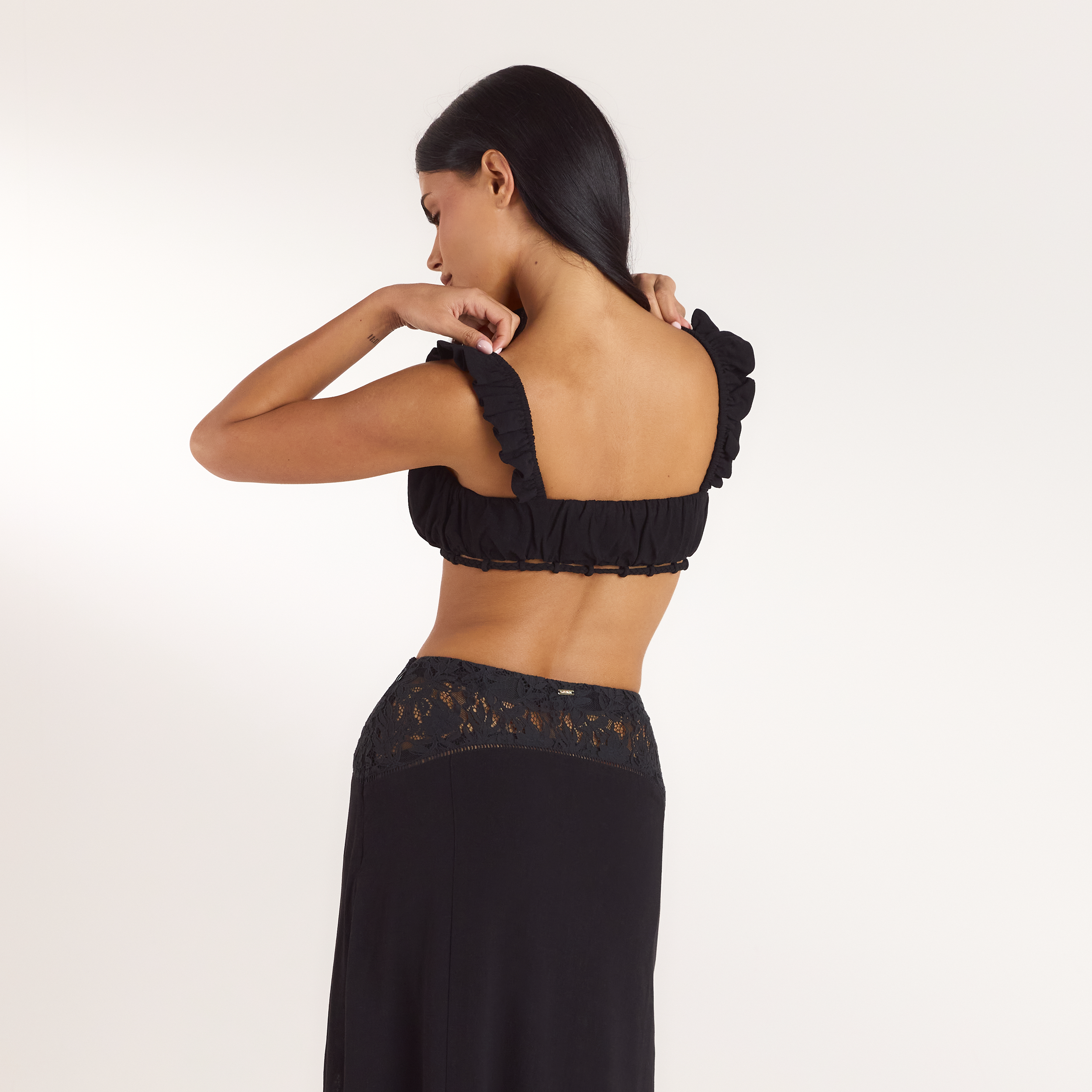 Bralette met ruches - Zwart alternate