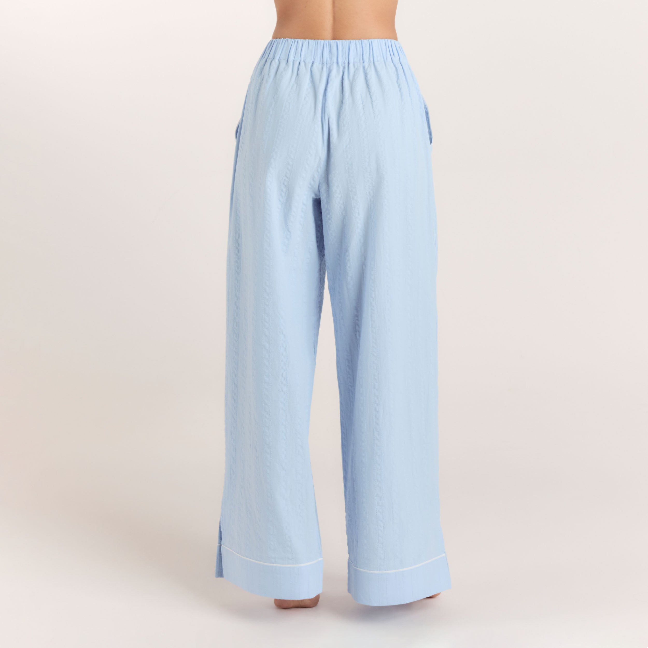 Textured Cotton Pyjama Broek | Textured Cotton Pyjama Broek - Blauw