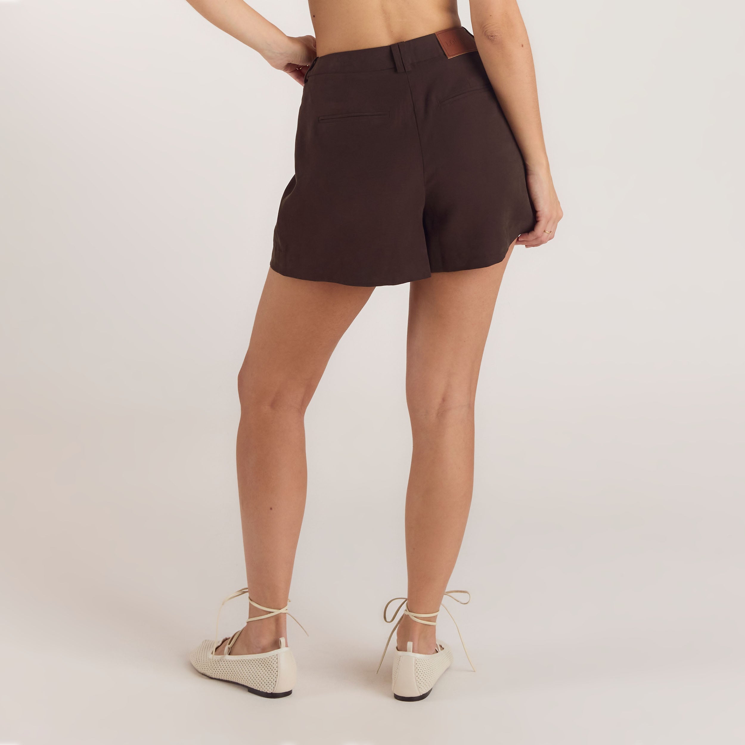 Getailleerde Shorts met hoge taille - Chocolade alternate