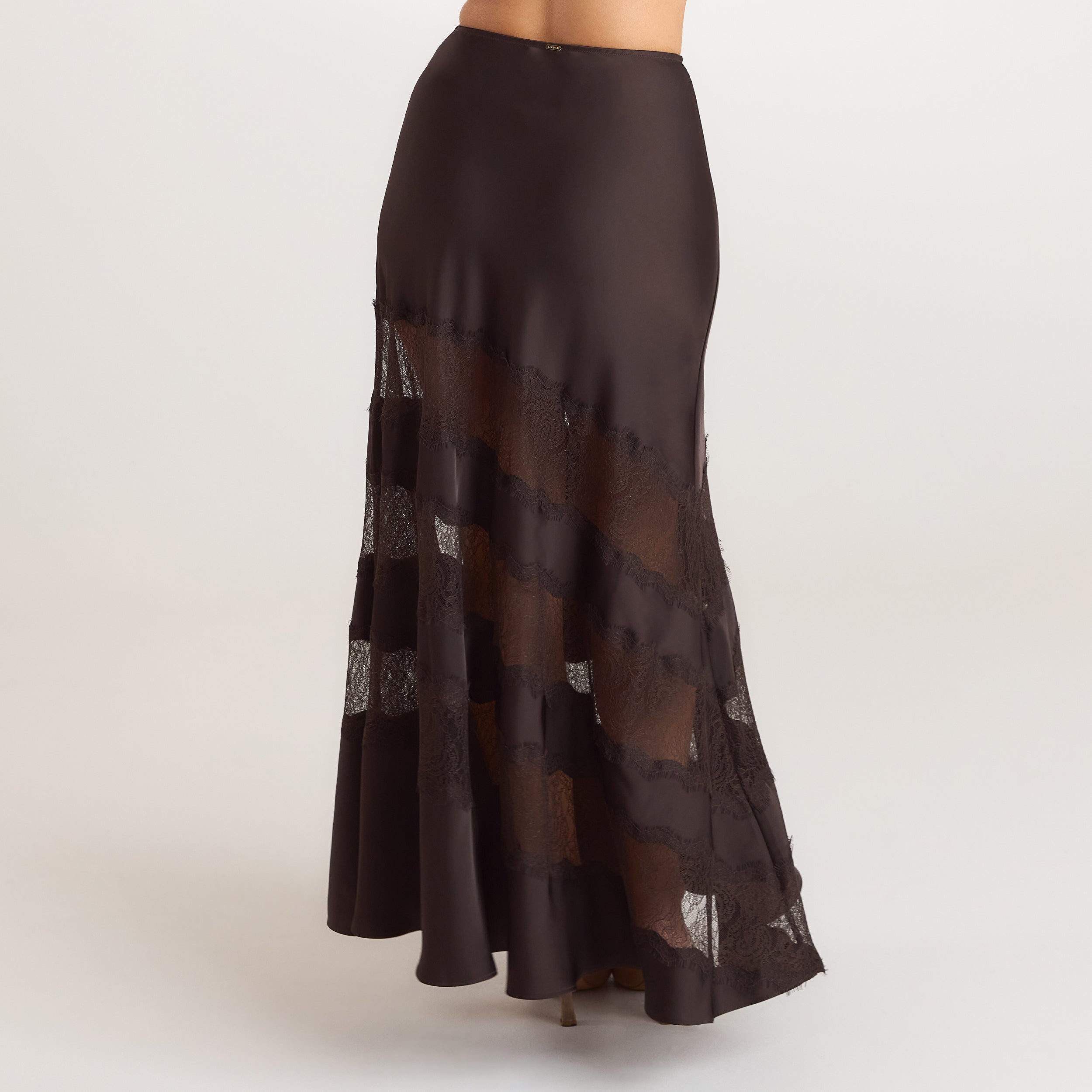 Lace Trim Maxi-rok | Lace Trim Maxi-rok - Chocolade