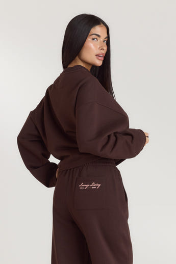 Lounge Living Trui met Kwart Rits - Chocolade alternate